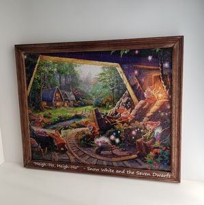 Thomas Kinkade Snow White & The 7 Dwarfs Puzzle Glued and Framed